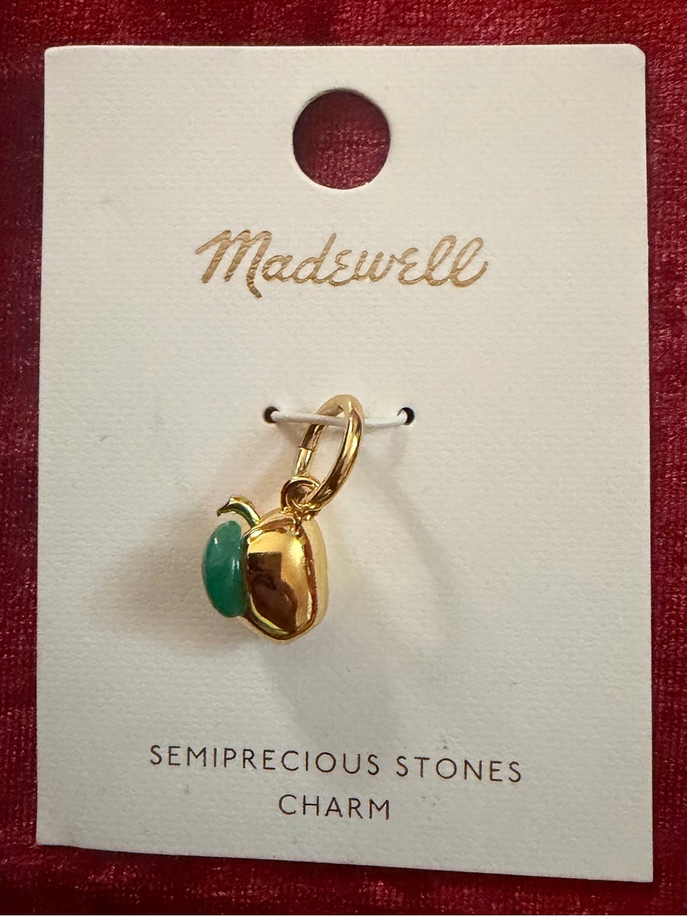 Madewell Gold Charm with Green Stone Accent